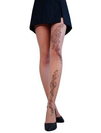 Cecilia de Rafael Tatoo Strumpfhose Tattoo bemustert natural