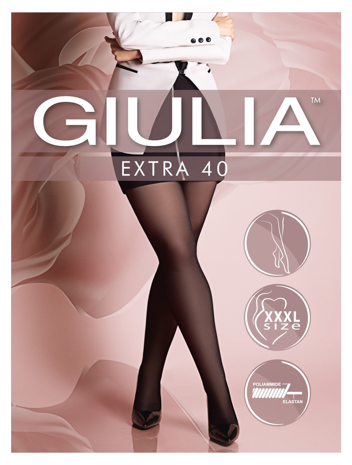 Giulia Extra 40 Stützstrumpfhose Übergröße - daino, nero