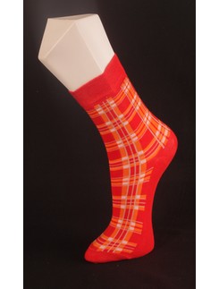 Giulia rot-orange karierte Socke