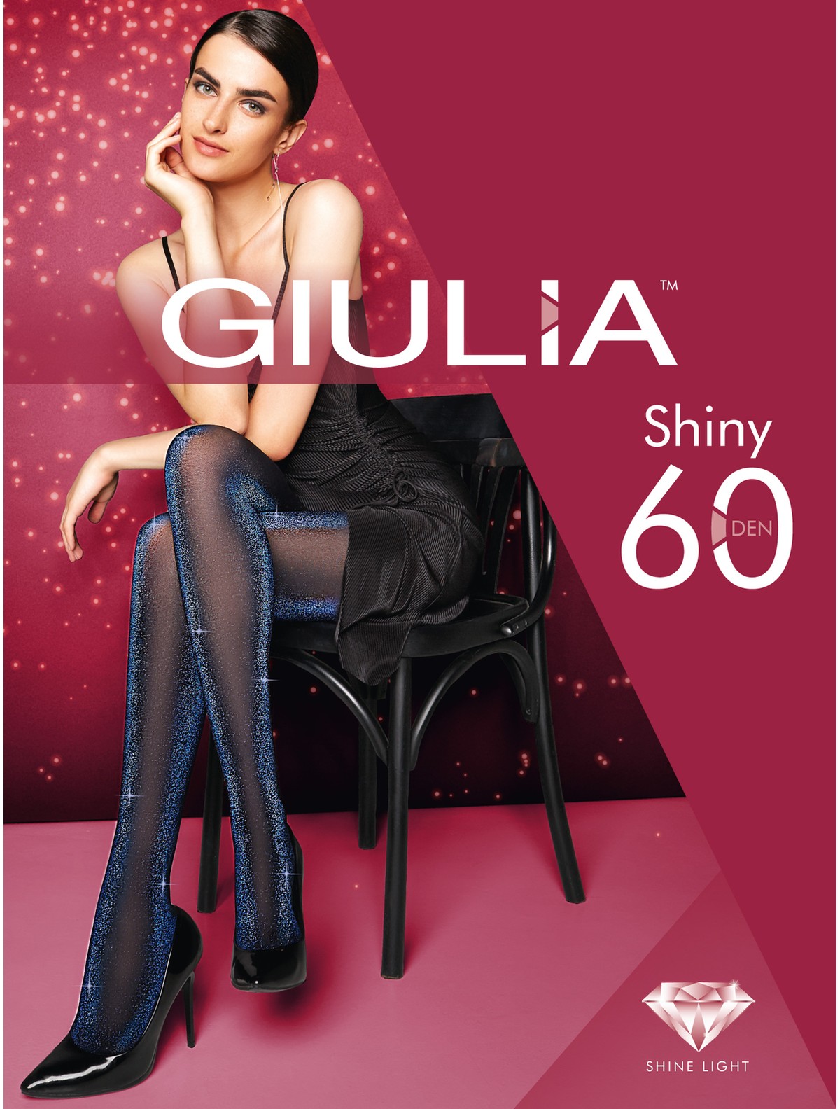 Giulia Shiny 60 Lurex Strumpfhose - Glänzendes ROSA Lurex